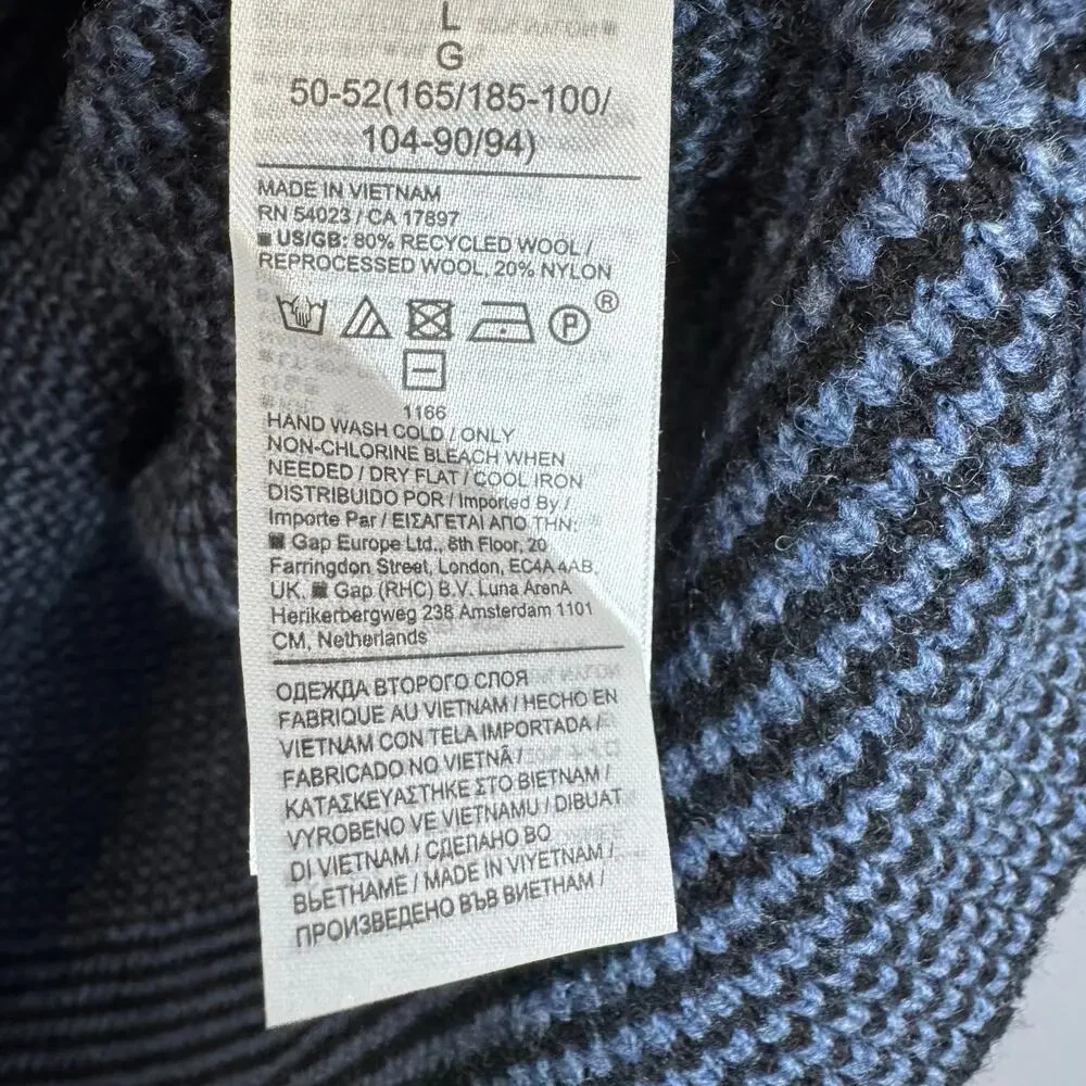 Banana Republic Mens Adrano Striped Italian Wool Blend Sweater Preppy Navy L